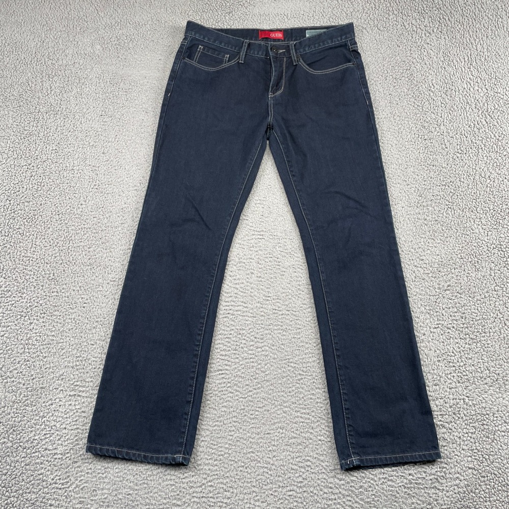 Guess Jeans Mens 33x32 Dark Wash Slim Straight Del Mar Fit Denim Pants Cotton